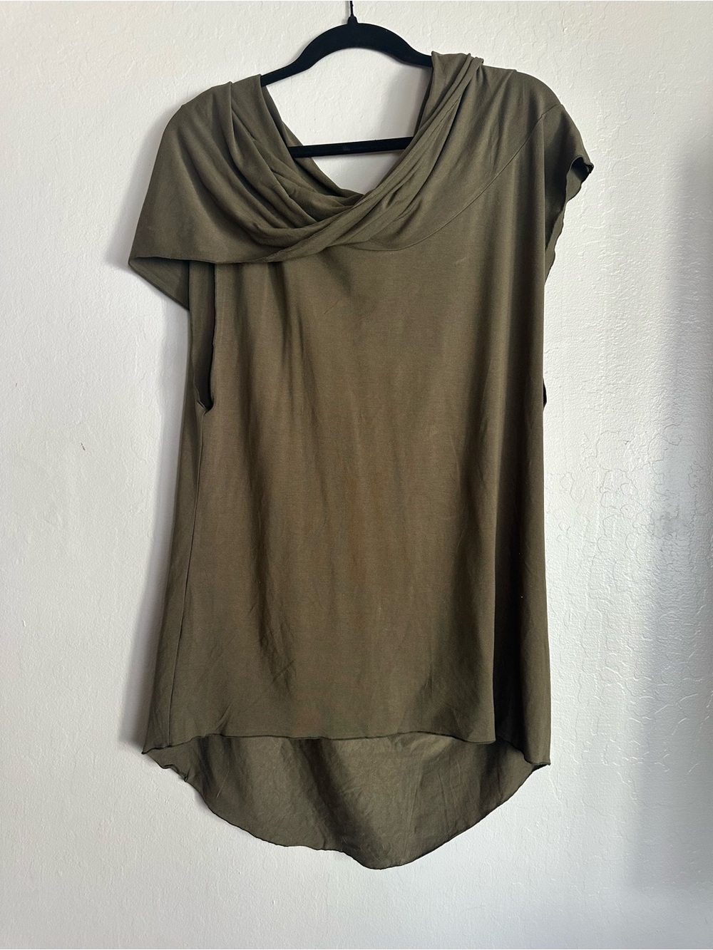 Draped Olive Green Women's Tunic Top